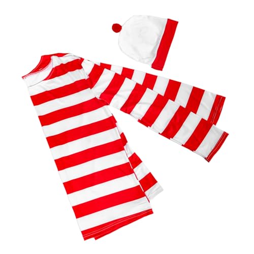 LIFKOME Halloween Kostüm Xl Gestreiftes Shirt und Mütze Rot-weiß Robustes Cosplay Outfit für Erwachsene Männer Frauen Strapazierfähiges Party Kleidung Komplettset LIFKOME Halloween Kostüm Xl Gestreiftes Shirt und Mütze Rot-weiß Robustes Cosplay Outfit für Erwachsene Männer Frauen Strapazierfähiges Party Kleidung Komplettset von LIFKOME