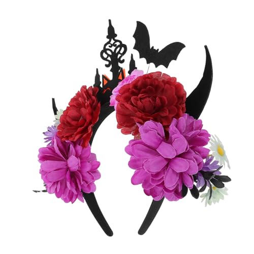 LIFKOME Halloween Stirnband mit Teuflischen Hörnern und Kreativen Fledermausblumen Bequemes Party Accessoire für Damen und Mädchen Vielseitig für Halloween Cosplay und Themenfeiern von LIFKOME