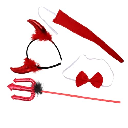 LIFKOME Halloween Teufel Kostüm Horn Haarreif Set Rotes Cosplay Accessoire mit Elastischem Bügel und Leichtem Dreizack für Damen Karneval Party und Halloween Verkleidung LIFKOME Halloween Teufel Kostüm Horn Haarreif Set Rotes Cosplay Accessoire mit Elastischem Bügel und Leichtem Dreizack für Damen Karneval Party und Halloween Verkleidung von LIFKOME