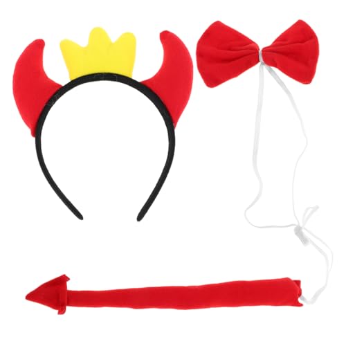 LIFKOME Halloween Teufelshörner Set für Männer und Frauen Haarreif mit Teufelshörnern und Fliege für Kostümpartys und Karneval Stilvolles Accessoire für Thematische Events von LIFKOME