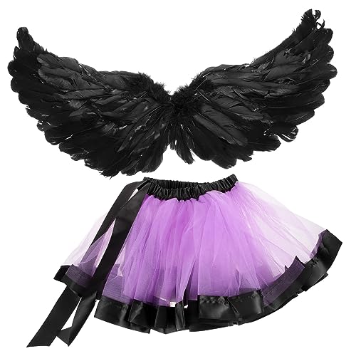 LIFKOME Set Mädchen Tutu Rock Feenflügel Engel Kleid Requisiten für Halloween Cosplay von LIFKOME