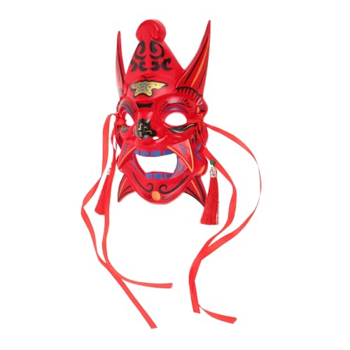 LIFKOME Handbemalte Vintage Chinesische Opernmaske Roter Dämonen-gesichtsschutz Leichtes Kostüm für Maskenbälle Karneval und Traditionelle Asiatische Festlichkeiten Geeignet für von LIFKOME