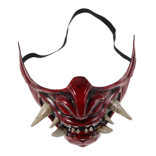 LIFKOME Japanische Samurai Dämonen Halbgesichtsmaske Leichte Atmungsaktive Cosplay maske für Halloween Unisex Traditionell Inspiriert Vielseitig Passend für Party und Maskerade von LIFKOME