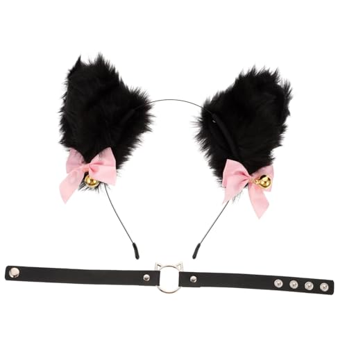 LIFKOME Katzenohren Haarreif und Dekoratives Halsband aus Weichem Festival Cosplay Kopfschmuck für Erwachsene Bequemes Langlebiges Accessoire für Kostümpartys und Rollenspiele von LIFKOME