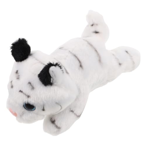 LIFKOME Kuscheliger Plüsch Tiger für Schulter Realistisches Weiches Stofftier Weiß für Kostümpartys Cosplay und Alltägliches Tragen mit Sicherem Magnetverschluss Accessoire für Outfit von LIFKOME