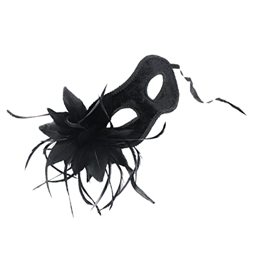 LIFKOME Maskerade Maske Outfits Handgehaltene Spitzenmaske Kostüm Karneval halloween mitgebsel halloween oblaten weihnachtsdeko Abschlussball Maske Maskerade-Maske Simulation Feder Black von LIFKOME