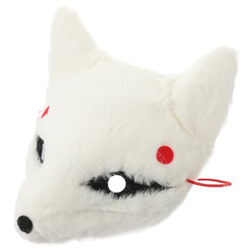 LIFKOME Maskerade-Party-Maske halloween masken halloweenmaske faschingsmasken Strass Maskerade Maske leere Fuchsmaske Kostümzubehör Zubehör für Halloween-Kostüme Plüsch-Fuchs-Maske Weiß von LIFKOME