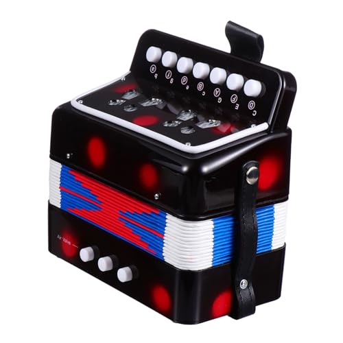 LIFKOME Mini Ziehharmonika Leicht Tragbar Pädagogisch Fördert Auge Hand koordination Musikalisches Lerninstrument für Mädchen und Jungen Mini Schwarz von LIFKOME