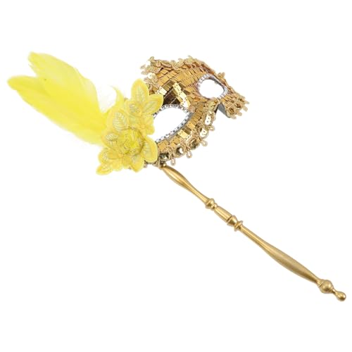 LIFKOME Party-rollenspiel-maske Karikatur Funkeln Halbgesichtsmaskerademasken Maskerade-maske Auf Stick Maskerade-maskenstift Dekorative Masken Maske Mit Seitenblume Zubehör Plastik Golden von LIFKOME