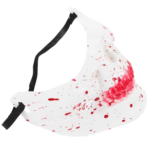 LIFKOME Schädel Halbe Gesichtsmaske Mit Blut Bemaltem Gruseligen Halloween -maske Plastik -skelettmaske Für Halloween Kostüm Cosplay Masquerade Party von LIFKOME