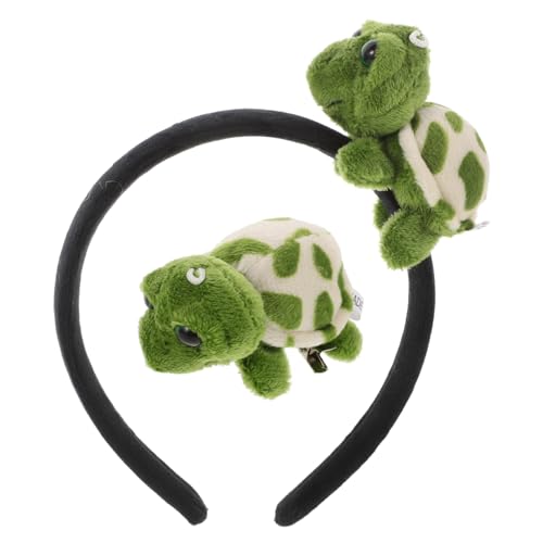 LIFKOME SchildkröTen Stirnband Und Haarspangen Set Weiches PlüSchmaterial FüR Kinder Und Erwachsene FüR Halloween KostüMe Und Tier-Cosplay 8x6.5x5.2Cm GrüN von LIFKOME