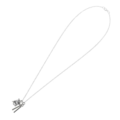 LIFKOME Schlagzeug-Halskette Halskette in Trommelform Musikalischer Anhänger Halskettendekor Trommeldesign zum Aufhängen Halskette mit Musikinstrumenten Legierung Silver von LIFKOME