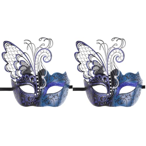 LIFKOME Schmetterlings-Partymaske 2 Stück Maskerademaske Cosplay-Maske Venezianische Partymaske Halbgesichtsmaske Maskerade-Schmetterlingsmaske Für Karneval Karneval Blau von LIFKOME