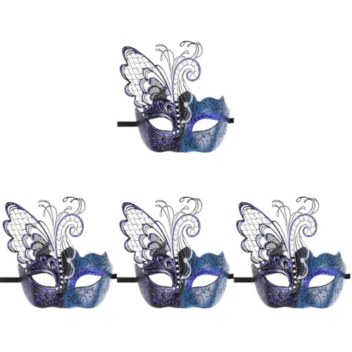 LIFKOME Schmetterlings-Partymaske 4 Stück Maskerademaske Cosplay-Maske Venezianische Partymaske Halbgesichtsmaske Maskerade-Schmetterlingsmaske Für Karneval Karneval Blau von LIFKOME
