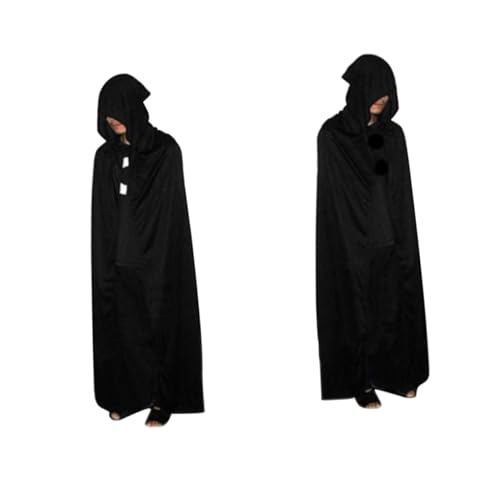LIFKOME Halloween Kostüm Cosplay mit Kapuze Cape Dämon Tod Teufel Robe Mantel Schwarz von LIFKOME