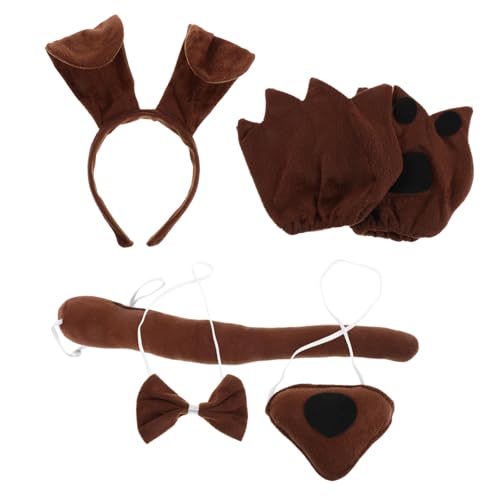 LIFKOME Stirnband Mit Welpen-elementen Hundeohren Fliege Nase Und Pfotenhandschuhe Rollenspiel-accessoire Und Party-kopfschmuck Für Junge Mädchen Und Tiere von LIFKOME