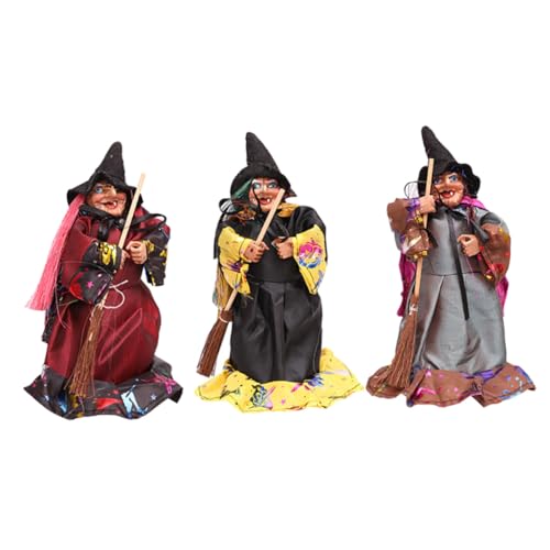 LIFKOME Teiliges Hexenpuppen Besen Halloween Party Dekoration Bunte Stoffpuppe Gruseliges Deko Halloweenfeier Türen Wände Bäume von LIFKOME