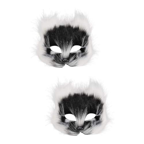 LIFKOME Therian-Maske Plüsch-Katze Fuchs 2 Stück Künstlicher Fuchs Gesichtsbedeckung Maske Katze Cosplay Kostüm Halbe Gesichtsmaske 2024 Therian-Sachen Maskerade-Maske Für Karneval Party von LIFKOME