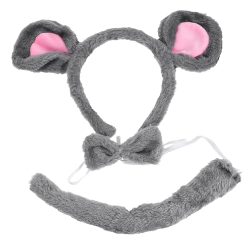 LIFKOME Tier Stirnband Set Mausohren aus Plüsch mit Schleife Leichtes Cosplay Haarreifen für Damen und Mädchen Dekoratives Kopfband für Halloween Karneval Geburtstagsfeiern und Fasching von LIFKOME