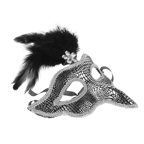LIFKOME Venezianische Maske Halbgesicht aus PVC Stoff mit Silbernen Federn und Strass für Damen Herren Halloween Maskerade Ball Kostüm Party Zubehör LIFKOME Venezianische Maske Halbgesicht aus PVC Stoff mit Silbernen Federn und Strass für Damen Herren Halloween Maskerade Ball Kostüm Party Zubehör von LIFKOME