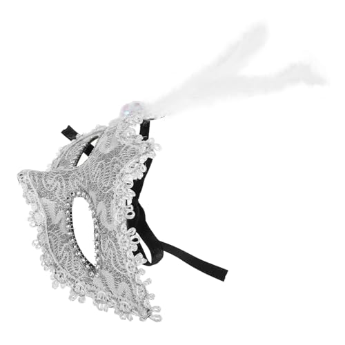 LIFKOME Elegante Halbgesichtsmaske Für Frauen Weiße Maskenmaske Mit Spitzenbesatz Für Gras-halloween-cosplay-partys von LIFKOME