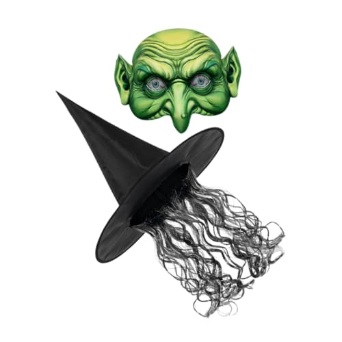 LIFKOME Witch Hat und Maske Set Halloween Hexenkostüm Damen Karneval Karneval Zubehör Stylische Hexen Perücke und Maske für Halloween Party Zubehör LIFKOME Witch Hat und Maske Set Halloween Hexenkostüm Damen Karneval Karneval Zubehör Stylische Hexen Perücke und Maske für Halloween Party Zubehör von LIFKOME