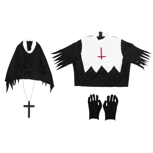 LIFKOME Kleid Halloween Zombie Nonne Kostü Für Frauen Halloween Cosplay Kostü Set Gruselige Verkleidung Für Halloween Partys Bühnenaufführungen Und Kostümfeste Halloween-kleidung LIFKOME Kleid Halloween Zombie Nonne Kostü Für Frauen Halloween Cosplay Kostü Set Gruselige Verkleidung Für Halloween Partys Bühnenaufführungen Und Kostümfeste Halloween-kleidung von LIFKOME