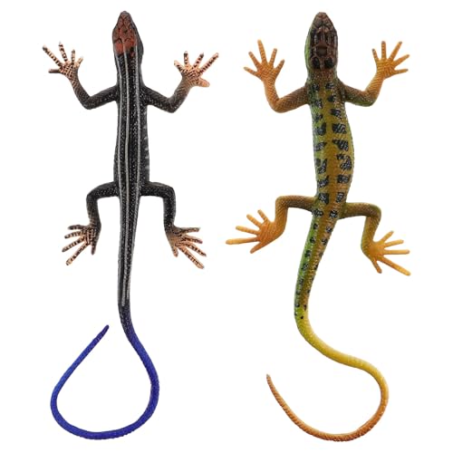 LIGHTAOTAO 2 Stück Kunststoff-eidechsenmodelle Bunte Gefälschte, Realistische Künstliche Lebensechte Reptilienechsen für Dekoration Und Spielzeug, für Kinder Und Partygeschenke Halloweendeko von LIGHTAOTAO