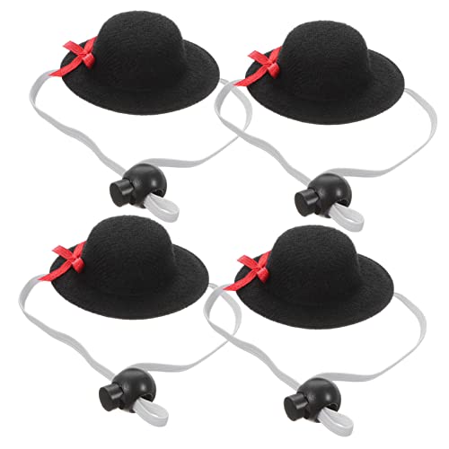 LIGHTAOTAO 4 Stück Teiliges Miniatur Hut Dekorative Mini Hüte für DIY Bastelarbeiten Schwarz Vielseitig Verwendbar als Puppendeko Fotorequisiten und Partyaccessoires von LIGHTAOTAO