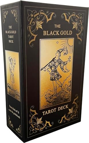 Schwarz Gold Tarotkarten Set, Tarotkarten für Anfänger mit Bedeutungen auf ihnen, Tarotkarten Deck mit Guide Book, Gold Vergoldete Kanten Schwarz Gold Tarotkarten Set, Tarotkarten für Anfänger mit Bedeutungen auf ihnen, Tarotkarten Deck mit Guide Book, Gold Vergoldete Kanten von LIGHTOF JUSTICE