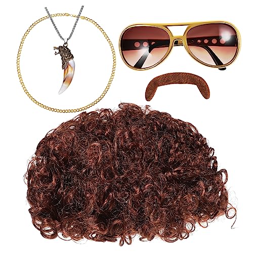 LIGIGWASH 1 Satz Disco Kostüm Set mit Perücke Kette Fake und Sonnenbrille Jahre Accessoires für Party Karneval und Geburtstagsfeiern Leicht zu Tragen und LIGIGWASH 1 Satz Disco Kostüm Set mit Perücke Kette Fake und Sonnenbrille Jahre Accessoires für Party Karneval und Geburtstagsfeiern Leicht zu Tragen und von LIGIGWASH