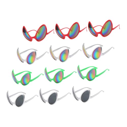 LIGIGWASH 12 Stück Teiliges Bunte Alien Brillen Cosplay Party Sonnenbrillen Lustige Accessoires für Damen Karneval Kostüm Zubehör für Fotoaufnahmen von LIGIGWASH