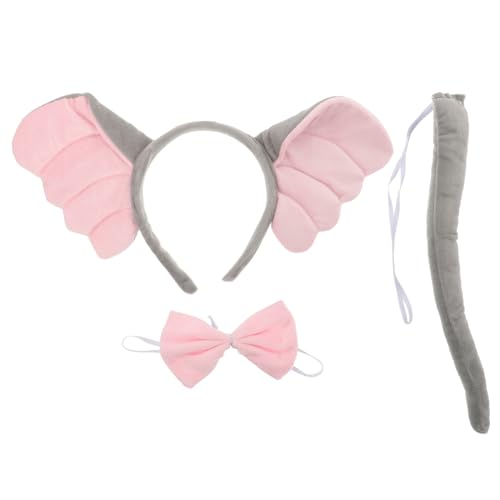 LIGIGWASH 1Satz Cosplay für Erwachsene Elefantenohren Stirnband mit Fliege Tierkostüm Zubehör für Karneval Halloween Cosplay Partys Niedliches Elefantenmotiv für Damen von LIGIGWASH