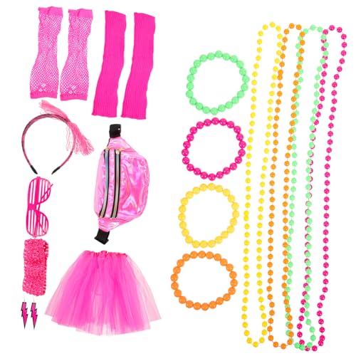 LIGIGWASH 1Satz Jahre Damen Kostümset Retro Outfit mit Netz Handschuhen Haarband Farbwechsel Kette und Hüfttasche für Disco Partys und Veranstaltungen LIGIGWASH 1Satz Jahre Damen Kostümset Retro Outfit mit Netz Handschuhen Haarband Farbwechsel Kette und Hüfttasche für Disco Partys und Veranstaltungen von LIGIGWASH