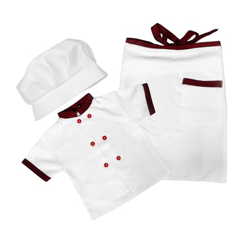 LIGIGWASH 1Satz Kostüm mit Schürze Kurzarm Chef Outfit für Rollenspiele Kreative Aktivitäten Bordeauxrot mit Stilvollem Design von LIGIGWASH