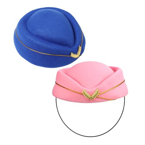 LIGIGWASH 2 Stück Damen Stewardess Mütze Komfortabler Hut Leichtes Polyester Beret Für Fluggesellschaft Uniformen Bühne Kostüm Party Rosa LIGIGWASH 2 Stück Damen Stewardess Mütze Komfortabler Hut Leichtes Polyester Beret Für Fluggesellschaft Uniformen Bühne Kostüm Party Rosa von LIGIGWASH