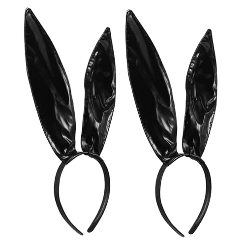 LIGIGWASH 2 Stück Festliche Dekoration Kopfschmuck Tierohren Stirnband Erwachsene Hasenohren Stirnband Für Hasen Haarband Hasenohren Spitze Pelziges Schwarzes von LIGIGWASH
