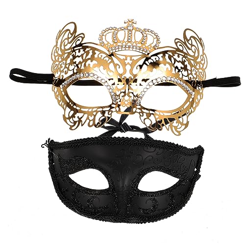 LIGIGWASH 2 Stück Goldene Metall Halbgesichts Masken im Set Venezianische Party Maskerade für Halloween Karneval und Kostümparty Leichtes Design mit Komfortablem Band Geeignet für LIGIGWASH 2 Stück Goldene Metall Halbgesichts Masken im Set Venezianische Party Maskerade für Halloween Karneval und Kostümparty Leichtes Design mit Komfortablem Band Geeignet für von LIGIGWASH