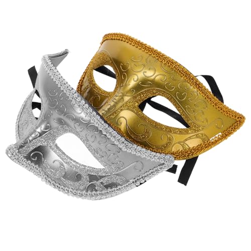 LIGIGWASH 2 Stück Teiliges Kunststoff Halbgesicht Prinzessin Masken Gold und Silber Realistische Maskerade Accessoires für Halloween Karneval Party Unisex Kostüm Performance Gesichtsschutz LIGIGWASH 2 Stück Teiliges Kunststoff Halbgesicht Prinzessin Masken Gold und Silber Realistische Maskerade Accessoires für Halloween Karneval Party Unisex Kostüm Performance Gesichtsschutz von LIGIGWASH