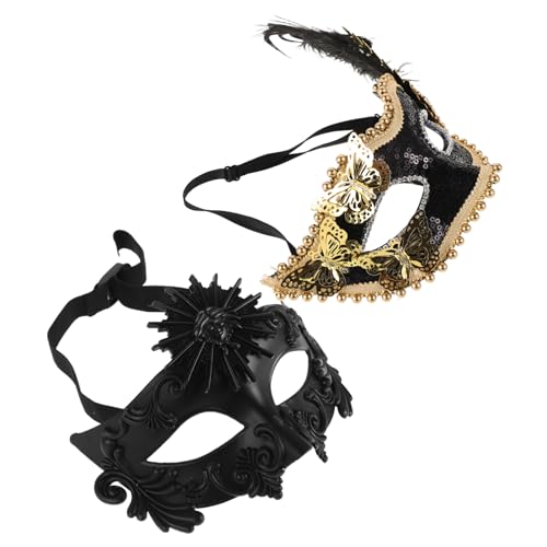 LIGIGWASH 2pcs Kostüm -kleideraugenmaske Mit Metallschmetterling Und Pailletten Vintage Antique Masken Abend -prom -ball -maske Für Karnevalmasquerade Ball Party von LIGIGWASH