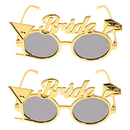 LIGIGWASH 2stücke Hochzeitsbrille Für Braut Lustige Bachelorette Party Dekoration Fotorequisiten Für Junggesellinnenabschied Goldfarben Für Erinnerungsfotos von LIGIGWASH