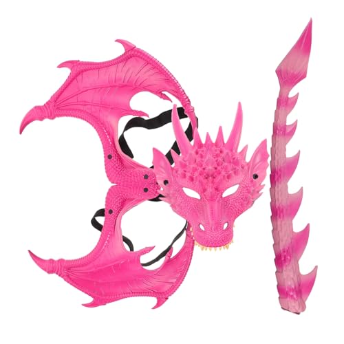 LIGIGWASH 3 Stück Teiliges Drachen Kostüm Set mit Flügeln und Maske Leichter Bequemer Sitz Einfaches Ausziehen für Halloween Fasching und Rollenspiele von LIGIGWASH