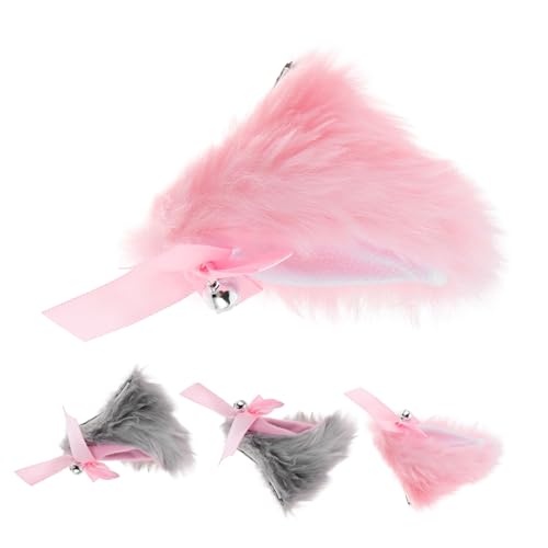 LIGIGWASH 4 Stück Teiliges Kuschelige Katzenohren Haarspangen mit Glocken Süße Cartoon Tierohren Haarclips für Halloween Cosplay und Party Niedliche Manga Kostüm Accessoires Mix von LIGIGWASH