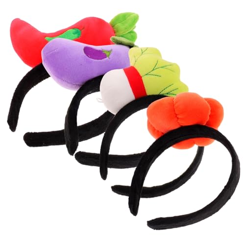 LIGIGWASH 4 Stück Teiliges Niedliche Cartoon Gemüse Haarbänder aus Plüsch Kreative Kostüm Accessoires für Erwachsene für Party Halloween Cosplay und Festdekoration von LIGIGWASH