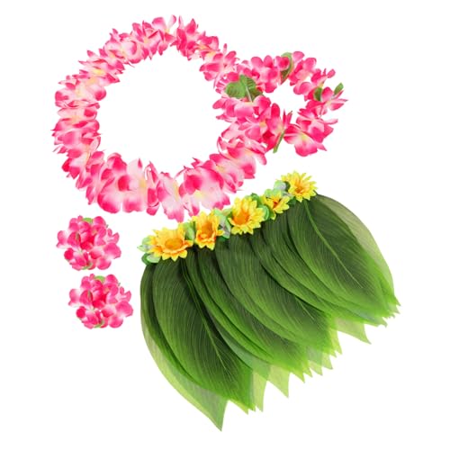 LIGIGWASH 5 Stück Teiliges Hawaii Luau Party Kostümset mit Elastischem Grünem Tanzrock Armbändern Halskette und Kopfbedeckung Stretchbarer Realistisch Wirkender Stoff für Strand und LIGIGWASH 5 Stück Teiliges Hawaii Luau Party Kostümset mit Elastischem Grünem Tanzrock Armbändern Halskette und Kopfbedeckung Stretchbarer Realistisch Wirkender Stoff für Strand und von LIGIGWASH
