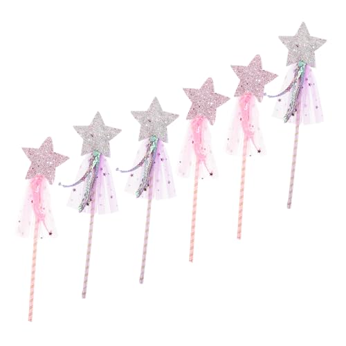 LIGIGWASH 6 Stück Teiliges Feenstab Glitter-sternstäbe Kinderzauberstäbe Dekorative für Prinzessinnen-Party Cosplay Bühnenauftritte und Halloween von LIGIGWASH