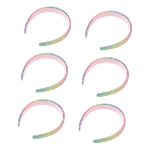 LIGIGWASH 6 Stück Teiliges Glitzer Haarbänder für Mädchen Funkelnde Regenbogen Pailletten Stirnbänder mit Hohem Kopfteil Bunte Haarschmuck Accessoires für Geburtstag Party und Alltag von LIGIGWASH