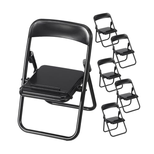 LIGIGWASH 6 Stück Zubehör Für Puppenhäuser Klappstuhl Möbel Mini-Stuhl-Modell Handy-aufbewahrungshalterung Mobiltelefonständer Mini-Stuhl-telefonhalter Handyhalter Plastik Black von LIGIGWASH