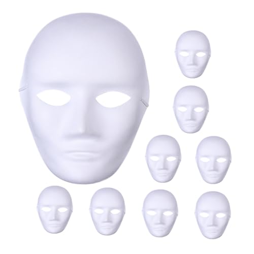 LIGIGWASH 9 Stück Teiliges Unbemalte Weiße Papiermasken DIY Bemalbar Umweltfreundlich für Erwachsene Basteln Fasching Halloween und Partys von LIGIGWASH