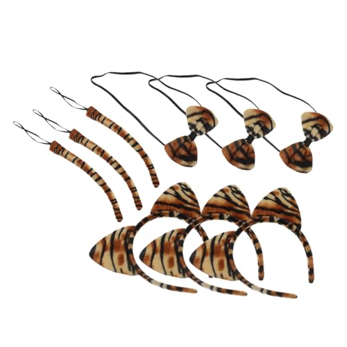 LIGIGWASH 9 Stück Tiger Cosplay Kostüm mit Kopfband Schleife und Tier accessoires Leichtes Langlebiges Haarband für Erwachsene für Halloween Karneval und Kostümpartys von LIGIGWASH